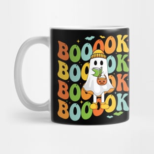 Booooks Cute Ghost reading a book Funny Book Lover Halloween Gift Mug